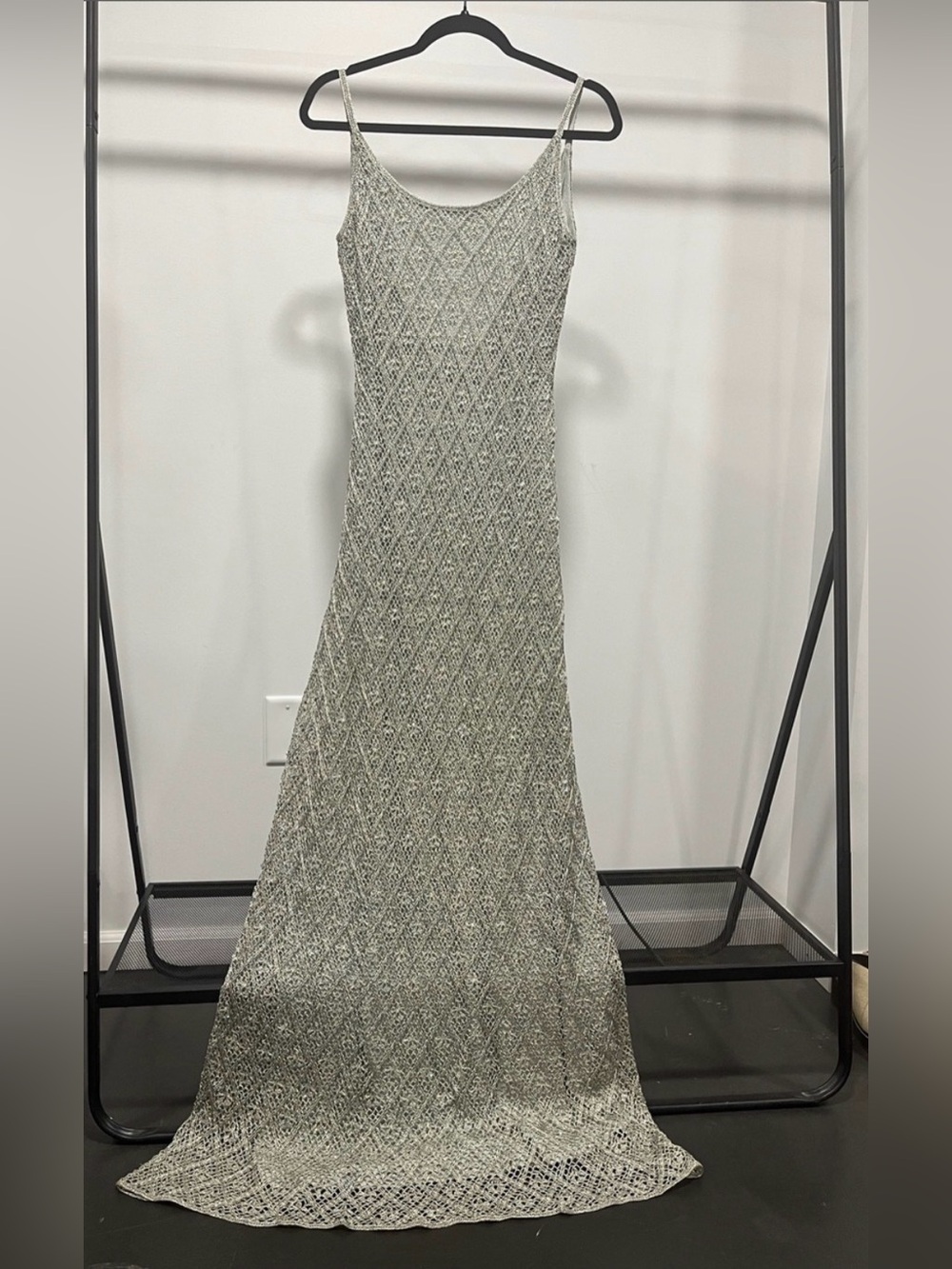 Vintage “chainmail” crochet Backless dress